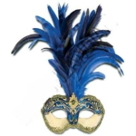 MASCHERA GALLETTO COLOMBINA CRAQUELE Blu Piuma