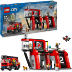 LEGO 60414 CITY Caserma dei Pompieri e Autopompa, Stazione con Camion Giocattolo d'Emergenza  - 6 ANNI+