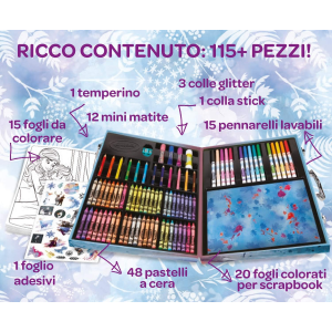 CRAYOLA 04-0635  FROZEN VALIGETTA DELL'ARTISTA - Kit Creativo con 115 Pezzi Assortiti, Età Consigliata: 5-10 Anni