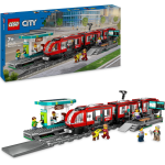 LEGO 60423 City Tram e Fermata del Tram, Treno Giocattolo da Costruire con Stazione e Vagoni Ferroviari