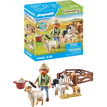 PLAYMOBIL 71444 COUNTRY PASTORE CON GREGGE, con Un Border Collie, Un tosatore e Pagliar, dai 4 Anni