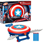 HASBRO F9302 AVENGERS MARVEL SCUDO CAPITAN AMERICA NERF, Blaster Nerf Skyshot- 5 ANNI+