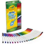 CRAYOLA 25-7551 PENNARELLI 24 SUPER PUNTA LAVABILI, Pennarelli Lavabili Punta Media, per Scuola e Tempo Libero