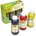 CRAYOLA 81-1539 MINI KIDS 3 TEMPERA A DITA LAVABILI, Bottigliette da 236 ml, Colori primari: blu, giallo, rosso
