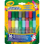 CRAYOLA 69-4200 MINI KIDS 16 MINICOLLE GLITTER LAVABILI, 16 colori assortiti, per scuola e tempo libero