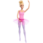MATTEL HRG34 BARBIE BALLERINA, bambola bionda con corpetto decorato a fiori e tutù viola rimovibile