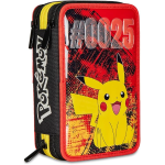 SEVEN 30G502400 ASTUCCIO POKEMON TRIPLO ZIP, Giallo Rosso - Portapenne Multi Scomparto Con Matite, Penne